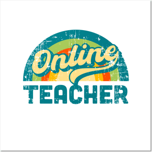 Online Teacher Gift Vintage Retro Distressed Posters and Art